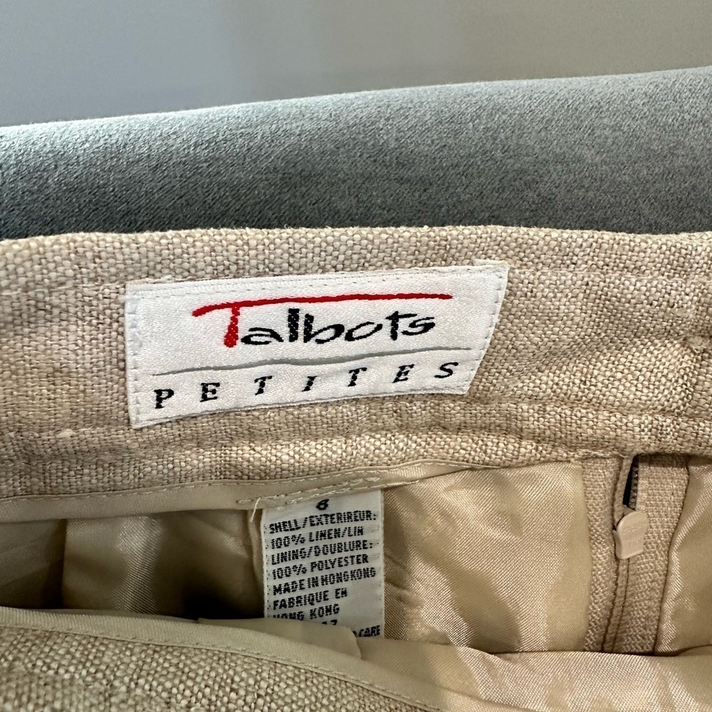 Talbots Petites Vintage Oatmeal Linen Skirt Sz 8 - Picture 3 of 7